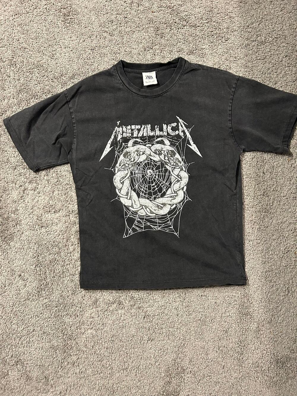 Zara Mens Metallica The Struggle Within Graphic T-Shirt Charcoal Gray Sz Medium
